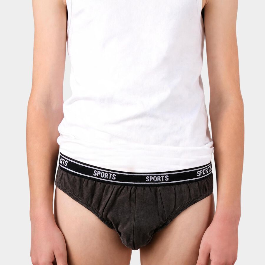 Boys Grey Regular Fit Briefs, Dark Grey, large