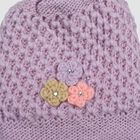 Women's Lilac Floral Embellished Beanie Cap, लाइलेक, small