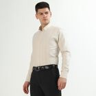 Men's Light Beige Button-Down Classic Formal Shirt, Beige, small image number null