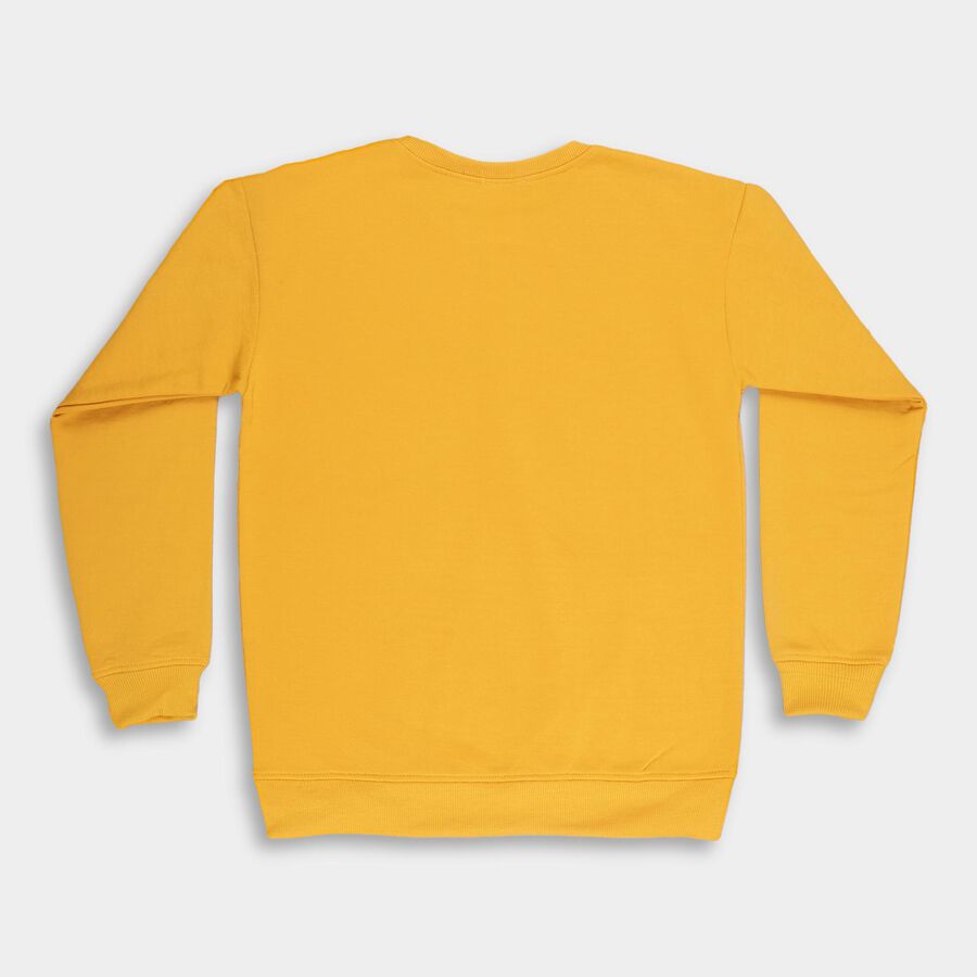 Boys Bright Mustard Yellow Crew Neck Casual Sweatshirt, मस्टर्ड, large image number null