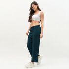 Women's Deep Teal Relaxed Fit Textured Harem Pants, Teal Blue, small