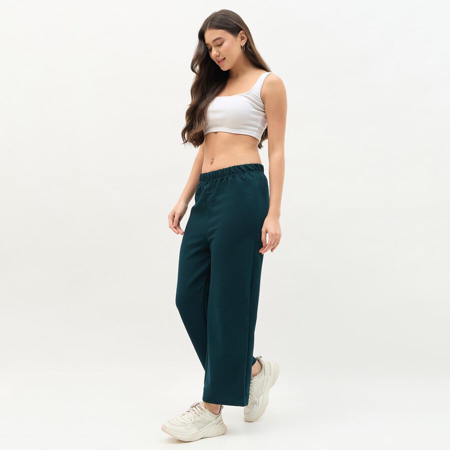Women's Deep Teal Relaxed Fit Textured Harem Pants, Teal Blue, large
