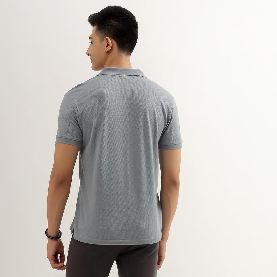 Men's Muted Slate Grey Polo Neck Tee Shirt, Dark Grey, large image number null
