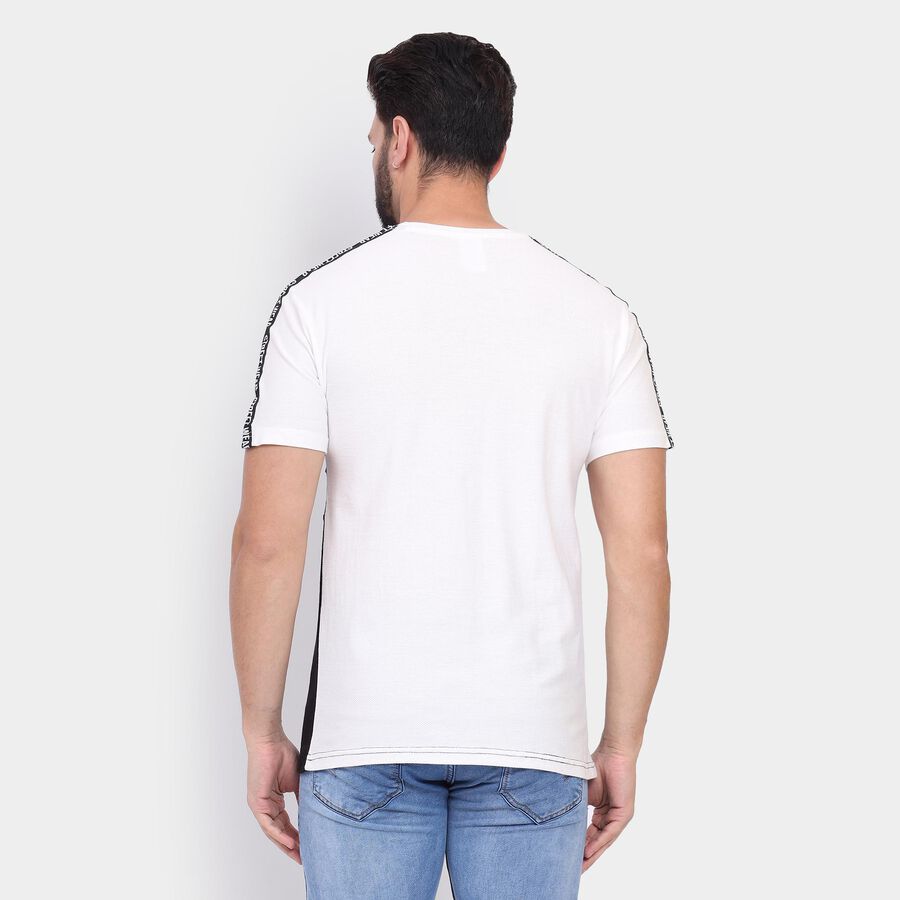 Men's 100% Cotton Round Neck Half Sleeves T-Shirt , काला, large
