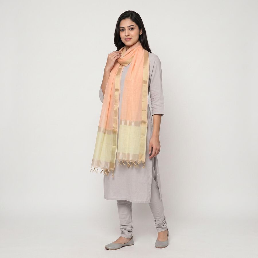 Women's Peach Solid Dupatta, पीच, large