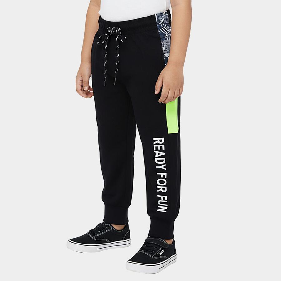 Boys' Navy Regular-fit Typography Printed Pyjama, Navy Blue, large