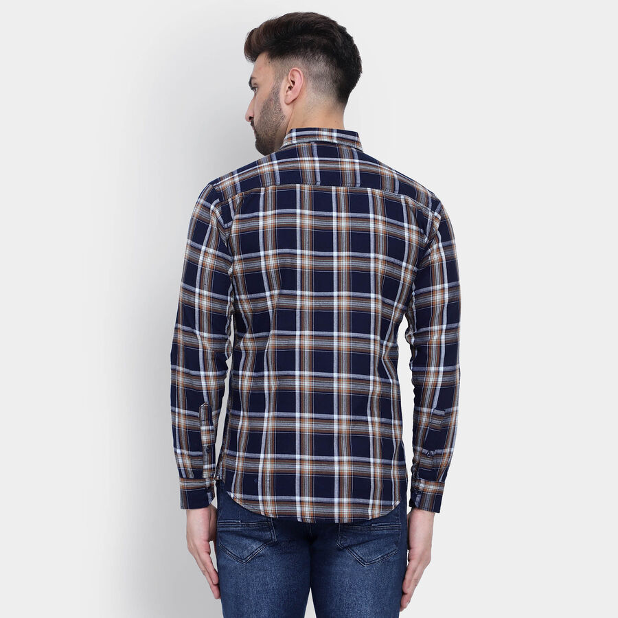Cotton Checks Casual Shirt, Brown, large image number null