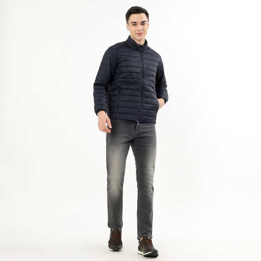 Men's Deep Midnight Navy High Neck Casual Puffer Jacket, नेवी ब्लू, large image number null