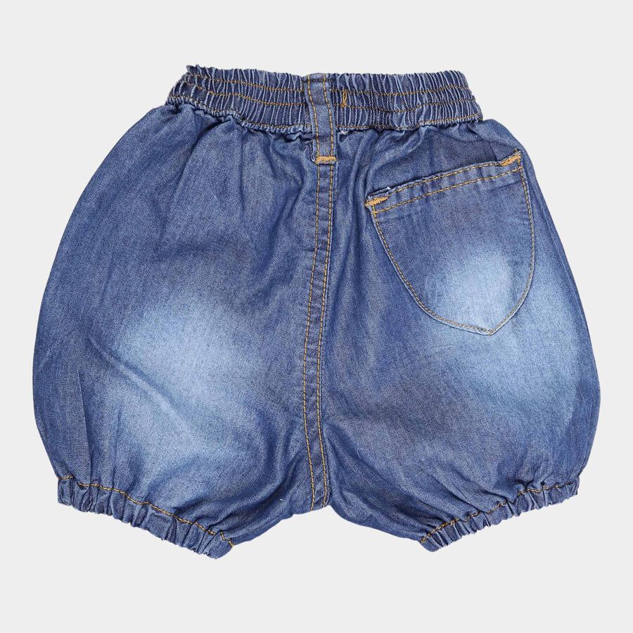 Infants Cotton Solid Half Pant, Mid Blue, large image number null