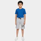 Boys' Grey Cotton Blend Regular Fit Bermuda Shorts, Melange Light Grey, small