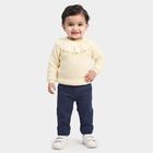 Infants' White Crew Neck Knitted Pullover, सफ़ेद, small