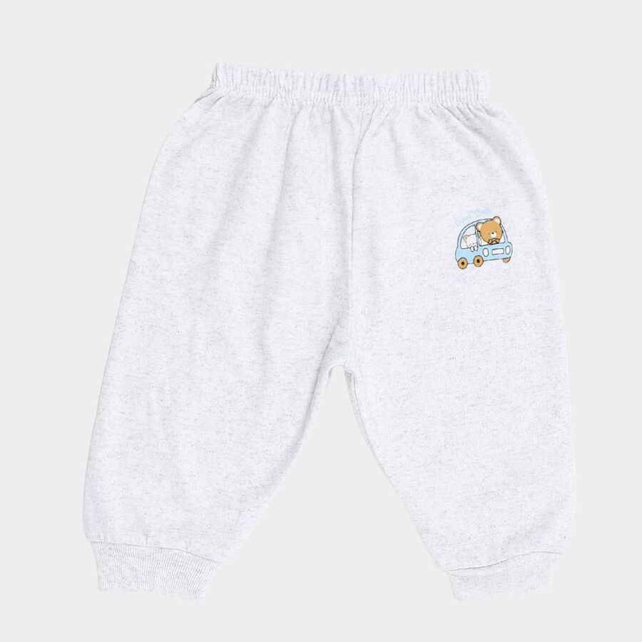 Infants Light Grey Printed Cotton Blend Pyjama, मिश्रित हल्का ग्रे, large image number null