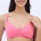 Women's Soft Pink Cotton V-Neck Basic Bra, मूँगा (कोरल), small image number null