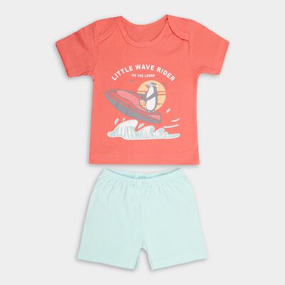 Infant Boys' 100% Cotton Boat Neck Baba Suit 