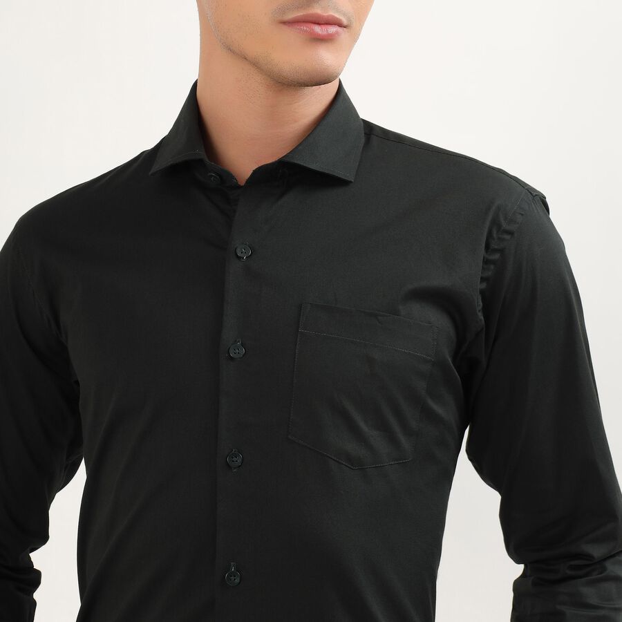 Men's Deep Charcoal Black Classic Formal Shirt, गहरा हरा, large image number null
