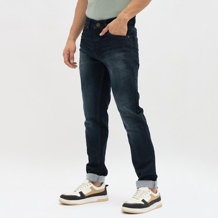 Men's Deep Midnight Navy Slim Fit Jeans, गहरा नीला, large image number null