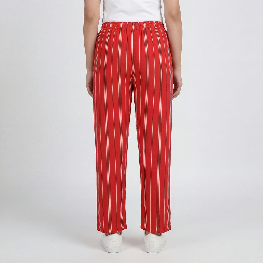 Women's Red Solid Elastic Waist Pyjama, Red, large