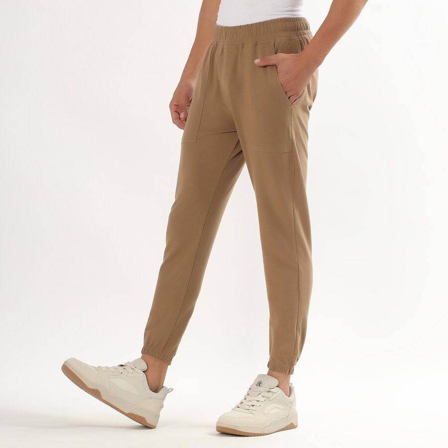 Men's Black Regular Fit Jogger Track Pants, भूरा, large image number null