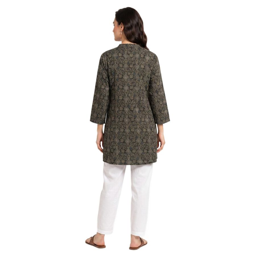 Women's Grey Solid Straight Kurta, गहरा हरा, large
