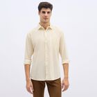 Men's Rich Eggshell White Cotton Classic Collar Casual Shirt, ऑफ व्हाइट, small