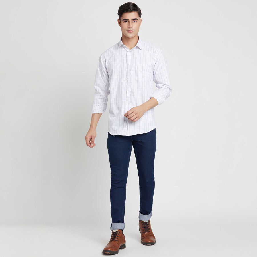 Checks Regular Collar Formal Shirt, White, large image number null