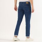 Men's Deep Indigo Blue Skinny Fit Jeans, मध्यम नीला, small