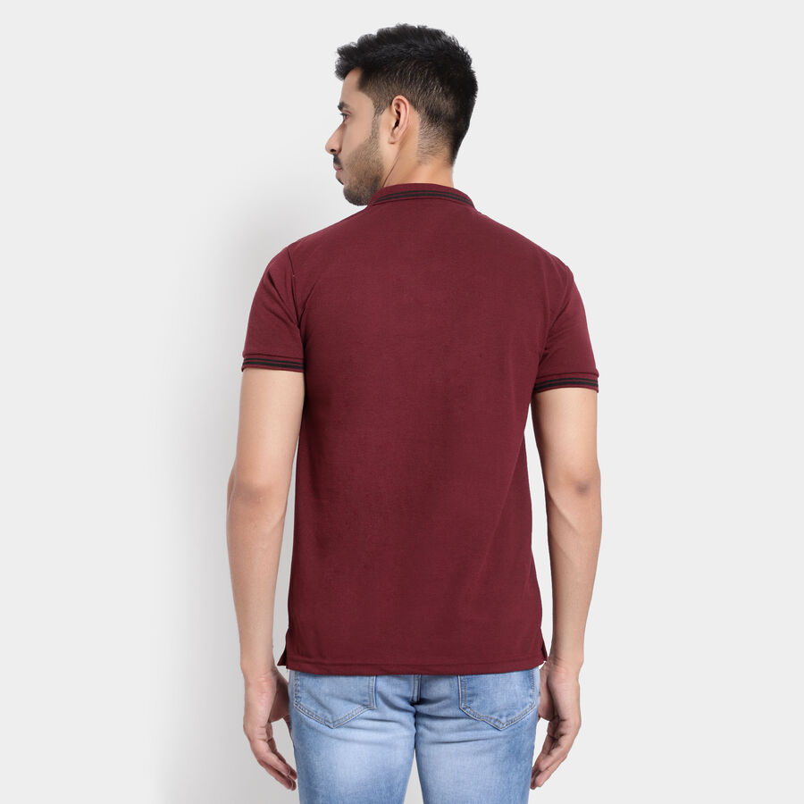 Solid Polo Shirt, Wine, large image number null