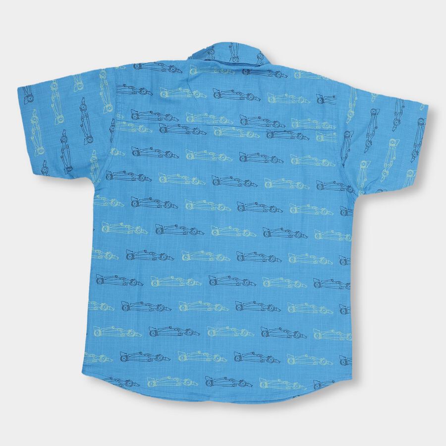 Boys Bright Sky Blue Cotton Classic Casual Shirt, Royal Blue, large image number null