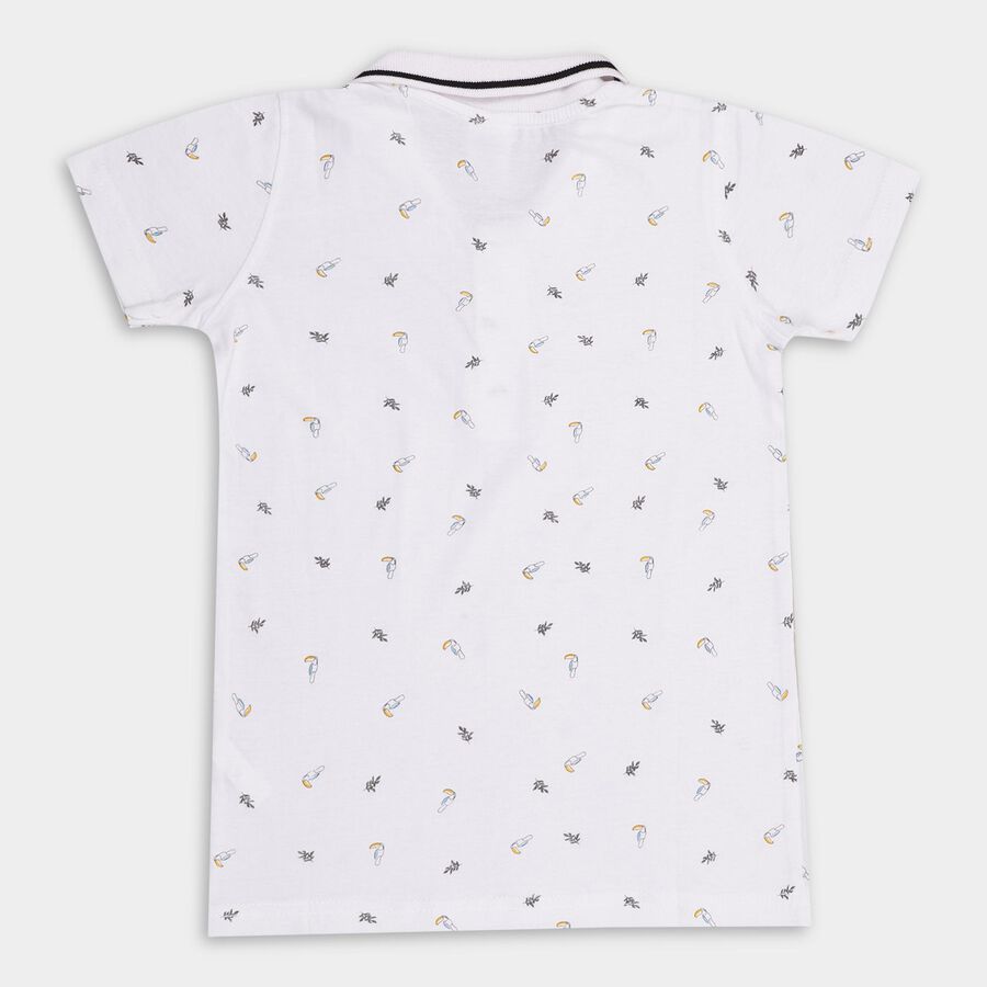 Boys' 100% Cotton Half Sleeves T-Shirt, White, large image number null
