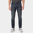 Men's Navy Blue Slim Fit Washed Jeans, Dark Blue, small