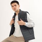 Men's Dark Grey High Neck Sleeveless Jacket, Dark Grey, small image number null