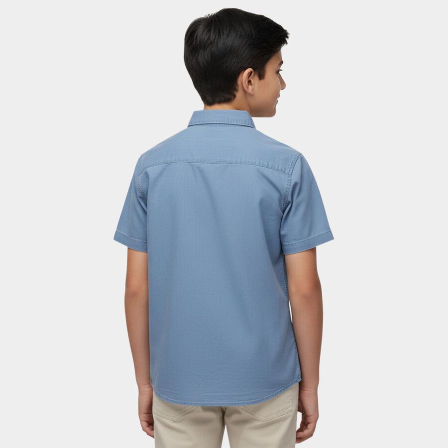 Boys Light Blue Button-Down Casual Shirt, Light Blue, large