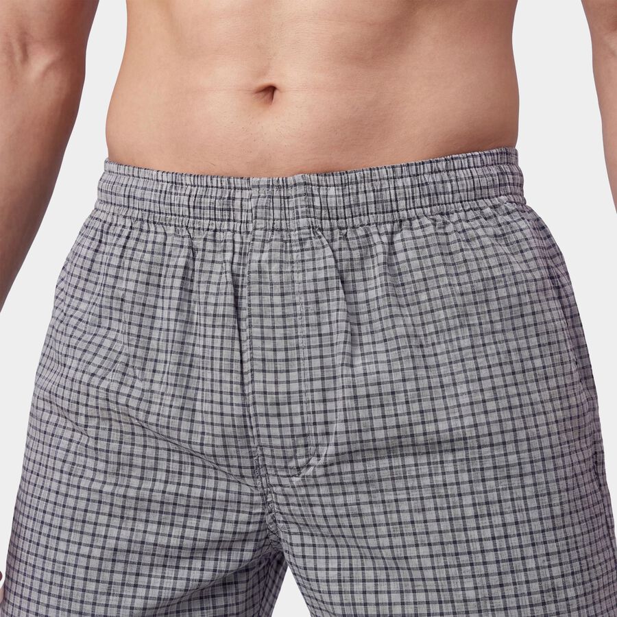 Men's Grey Regular Fit Solid Boxers, Dark Grey, large