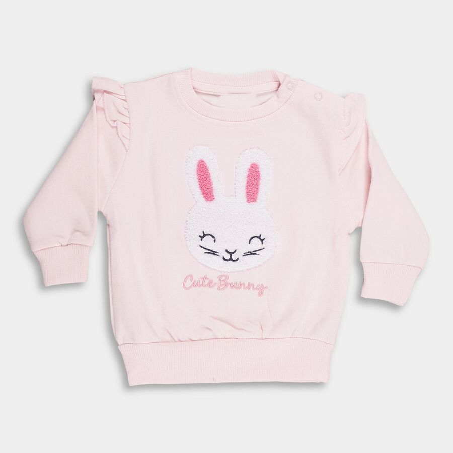 Infants' Light Pink Crew Neck Casual Sweatshirt, हल्का गुलाबी, large image number null