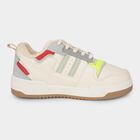Men's Rich Eggshell White Lace-Up Casual Sneakers, White, small