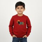 Boys Bright Cherry Red Crew Neck Casual Pullover, लाल, small image number null