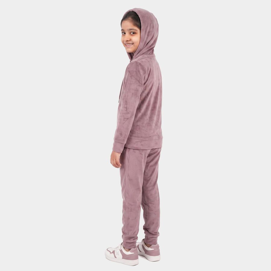 Girls Purple Hooded Lounge Set Hipster Set, लाइलेक, large