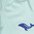 Infant Boys' Aqua Cotton Round Neck Whale Embroidered Baba Suit, Aqua, small image number null