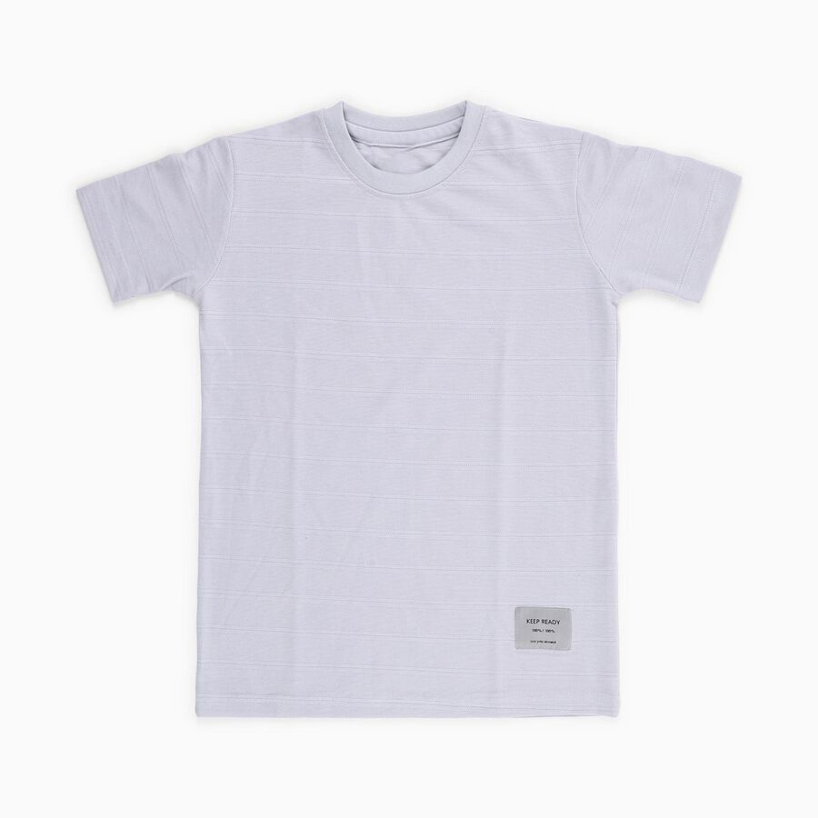 Boys Light Blue Crew Neck Casual T-Shirt, Light Blue, large image number null