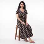 Women's Black Scoop Neck Maxi Nighty, काला, small
