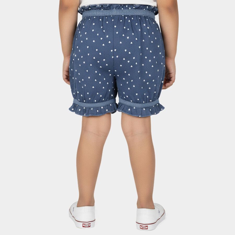 Girls' Blue Regular Fit Heart Print Bloomers, हल्का नीला, large