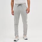 Men's Light Grey Regular Fit Side-Striped Track Pants, Melange Light Grey, small image number null