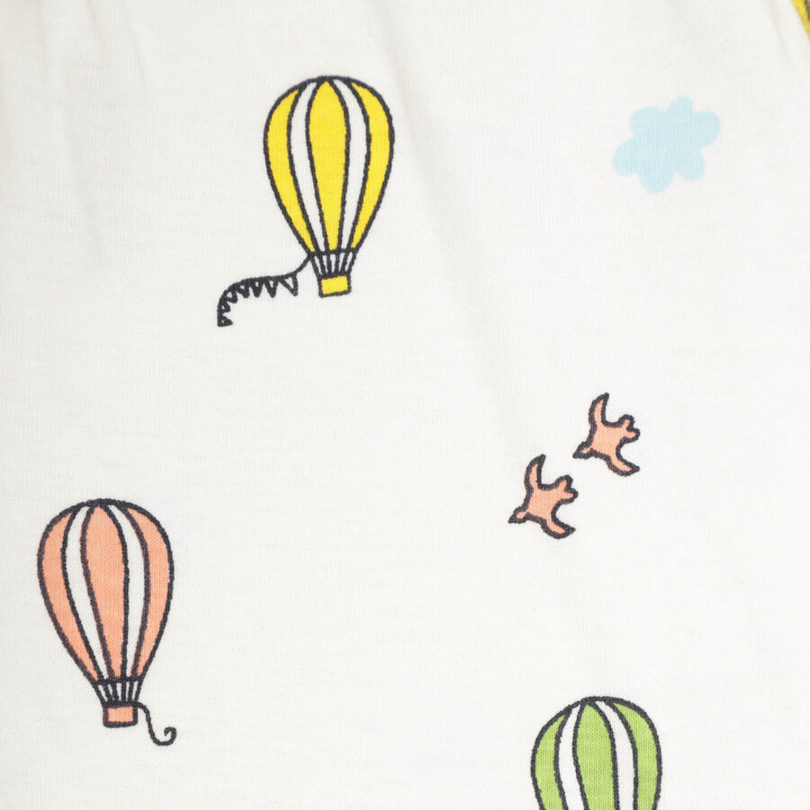 Infants Cotton Printed Night Suit, Off White, large image number null