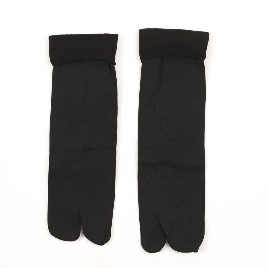 Women's Jet Black Regular Fit Finger Socks Pack of 2, Black, large