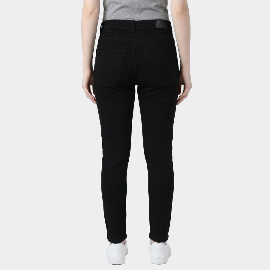 Women's Black Skinny Fit Stretchable Jeans, काला, large