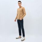 Men's Muted Beige Crew Neck Casual Pullover, Beige, small image number null