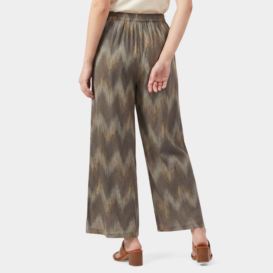 Women's Dark Grey Regular Fit Printed Palazzos, गहरा ग्रे, large