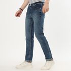 Men's Stonewashed Blue Slim Fit Jeans, गहरा नीला, small image number null