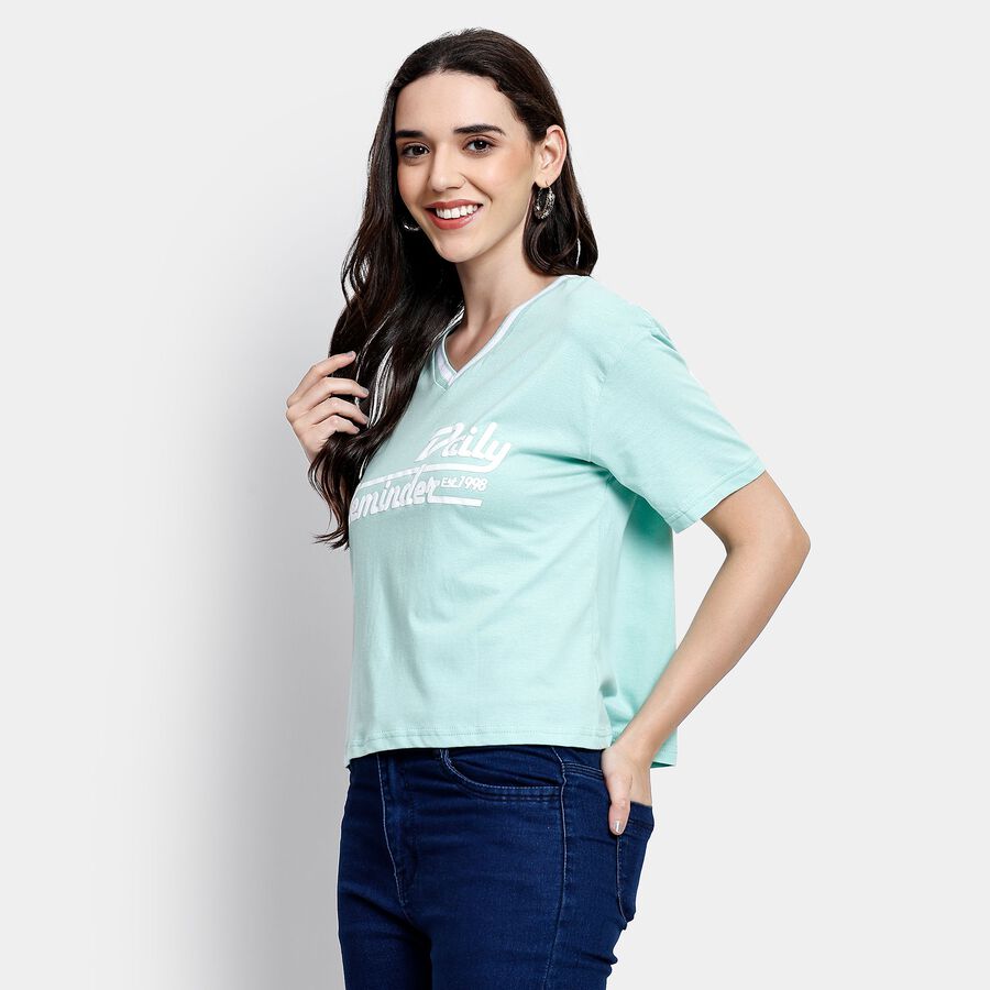 Ladies' 100% Cotton Crop  Top, हल्का हरा, large image number null