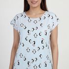 Women's Blue V-Neck Romantic Nighty, Light Blue, small